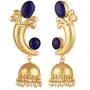 Efulgenz Indian Bollywood 14K Gold Plated Crystal Kundan Pearl Leaf Style Jhumka Jhumki Earrings Jewelry Set Efulgenz Indian Bollywood 14K Gold Plated Crystal Kundan Pearl Leaf Style Jhumka Jhumki Earrings Jewelry Set