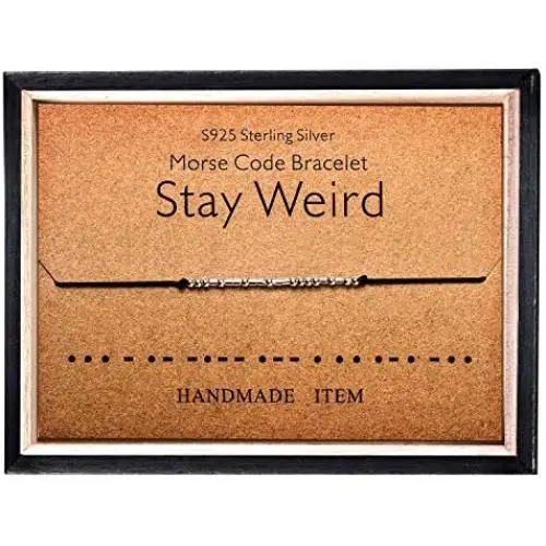 Morse Code Bracelet 925 Sterling Silver Beads on Silk Cord Secret Message Stay Weird bracelet Gift Jewelry for her Morse Code Bracelet 925 Sterling Silver Beads on Silk Cord Secret Message Stay Weird bracelet Gift Jewelry for her