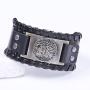 VASSAGO Vintage Norse Myth Tree of Life Yggdrasil Pentagram Amulet Cuff Leather Bracelet