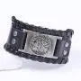 VASSAGO Vintage Norse Myth Tree of Life Yggdrasil Pentagram Amulet Cuff Leather Bracelet