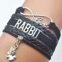 HHHbeauty Bunny Rabbit Bracelet Jewelry Leather Infinity Love Rabbit Gifts Rabbit Jewelry Bracelet Gifts for Women, Girls, Men, Boys, Rabbit Lover, Rabbit Owner Rabbit Themed Gifts