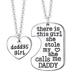 Luvalti Daddys Girl Heart Pendant Necklace - Father Daughter Necklace Set - Best