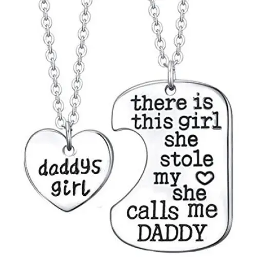 Luvalti Daddys Girl Heart Pendant Necklace - Father Daughter Necklace Set - Best Luvalti Daddys Girl Heart Pendant Necklace - Father Daughter Necklace Set - Best