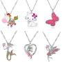 5/6 Pcs Cute Necklaces for Girls Kids Birthday Gift Pack-Cat Pendant Necklace for Teen Girls-Fairy Necklace for Little Girls-Mermaid Necklace for Girls-Tooth Fairy Gifts for Teens