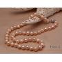 JYX 7-8mm Oval Natural White/Pink Freshwater Cultured Pearl Necklace 17''