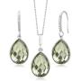 Gem Stone King 925 Sterling Silver Green Prasiolite Pendant Earrings Set 19.50 Cttw Pear Shape 16X12MM with 18 Inch Silver Chain