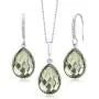 Gem Stone King 925 Sterling Silver Green Prasiolite Pendant Earrings Set 19.50 Cttw Pear Shape 16X12MM with 18 Inch Silver Chain