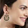 Efulgenz Boho Vintage Antique Gypsy Tribal Crystal Kundan Indian Oxidized Silver Chandbali Dangle Earrings Jewelry