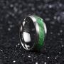King Will 8mm Men Titanium Wedding Ring Inlaid Green Resin&Slender Silver Titanium Flat/Dome Style