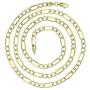 14k Two Tone Gold Hollow 2mm-10mm White Pave Figaro Chain with Lobster Claw Clasp | Italian Gold Necklaces | Gold Figaro Necklaces for Men and Women