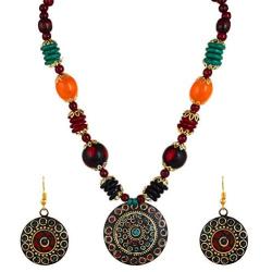 YouBella Jewellery Bollywood Ethnic Tribal Beads Traditional Indian Necklace Set with Earrings for Women