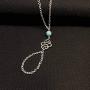 Yalice Boho Hand Chains Turquoise Finger Bracelet Ring Slave Hand Jewelry for Women and Girls (Silver)