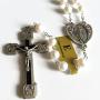 elegantmedical Stations of the Cross Prayer Rosary Real White Pearl Beads Necklace Catholic Gifts Box