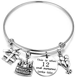 Birthday Jewelry for Her Birthday Bracelet Bangle with Birthday Cake Charm10th 12th Sweet 16th 18th 21st 30th 39th 40th 50th Bangle Anniversary Jewelry