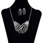 FXmimior Silver Skeleton Hand Shapped Halloween Gothic Necklet Rock Punk Accessories Women Girl (necklace& earrings)