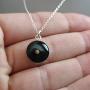 FashionJunkie4Life Sterling Silver Real Mustard Seed Charm Necklace, 18'' Chain, Black Background