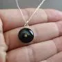 FashionJunkie4Life Sterling Silver Real Mustard Seed Charm Necklace, 18'' Chain, Black Background