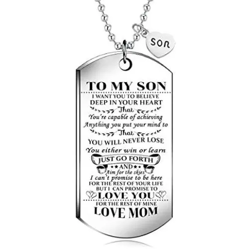To My Son from MOM I Want You To Believe Love Mom Dog Tag Military Air Force Navy Coast Guard Necklace Ball Chain Gift for Best Son Birthday and Graduation To My Son from MOM I Want You To Believe Love Mom Dog Tag Military Air Force Navy Coast Guard Necklace Ball Chain Gift for Best Son Birthday and Graduation