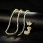 FW Jewelry Bling Iced Out Letter Chains Hip Hop Silver Gold Crown Initial Pendants for Men from A to Z