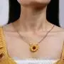 Brishow Sunflower Pendant Necklace Pearl Clavicular Chain Choker Fashion Jewelry Accessories for Women and Girls