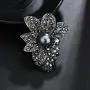 Vintage Black Crystal Flower Brooches Women Banquet Costume Brooch Pin Jewelry Clothes Accessories