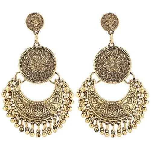 BaubleStar Vintage Antique Silver Dangle Chandelier Earrings Beaded Tassel Earring for Women Girls BaubleStar Vintage Antique Silver Dangle Chandelier Earrings Beaded Tassel Earring for Women Girls