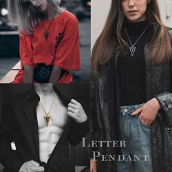 beautlace Double Triangle Letter Necklaces Silver/18K Gold/Black Gun Plated Initial Geometric Minimalist Pendant Alphabet Name Necklace Jewelry for Men and Women KP0158