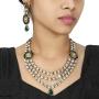 MUCH-MORE Crystal Elements CZ Stone Floral Shape Indian Bollywood Traditional Necklace Set for Women