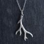 FashionJunkie4Life Sterling Silver Textured Deer Antler Charm Necklace, 18'' Chain
