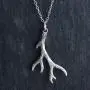 FashionJunkie4Life Sterling Silver Textured Deer Antler Charm Necklace, 18'' Chain FashionJunkie4Life Sterling Silver Textured Deer Antler Charm Necklace, 18'' Chain