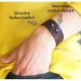 Genuine Italian Leather Wrap Bracelet with Swarovski Crystal Closure | Multiple Colors Available Women or Men | Handcrafted in Italy (Te Plus)