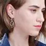 14K Gold Plated Sterling Silver three leaf-shaped drop dangle earrings with cubic zirconia simulated diamonds