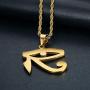Lee Island Fashion 24K Gold Plated CZ Eye of Horus Egyptian Protection Pendant Stainless Steel Necklace, 24 Inch Chain Eye of Providence/All-Seeing-Eye Jewelry