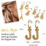 Initial Dangle Earrings Women 18K Gold Plated Personalized Alphabet 26 Letters Charm Hypoallergenic Earrings Jewelry Fashion Gift for Women Girls, Send Gift Box