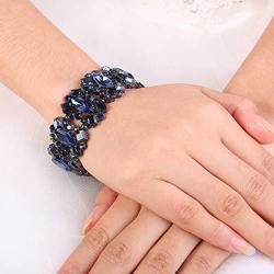 EVER FAITH Womens Crystal Vintage Style Elegant Bridal Elastic Stretch Bracelet