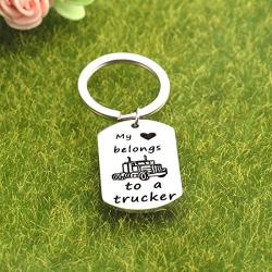 Zuo Bao Drive Safe Keychain My Heart Belongs to A Trucker Husband Keychain Gift for Truckers Wife Girlfriend