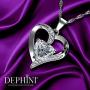 DEPHINI - White Heart Necklace - 925 Sterling Silver - Branded A+ Cubic Zirconia Crystal Pendant Birthstone - Fine Jewellery Love - 18'' Premium Rhodium Plated Silver Chain - Gifts for Women