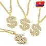 4 Pieces Gold Plated Chain Dollar Necklace for Men with Dollar Sign Pendant Necklace, Hip Hop Dollar Necklace (4 Pieces) 4 Pieces Gold Plated Chain Dollar Necklace for Men with Dollar Sign Pendant Necklace, Hip Hop Dollar Necklace (4 Pieces)