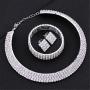U/D Layered Shiny Rhinestone Beads Bracelet Choker Necklace Jewelry Set Glitter Multi Rows Crystal Long Fringe Tassel Drop Dangle Earrings for Women Girl Bridal Wedding Accessory