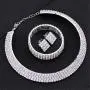U/D Layered Shiny Rhinestone Beads Bracelet Choker Necklace Jewelry Set Glitter Multi Rows Crystal Long Fringe Tassel Drop Dangle Earrings for Women Girl Bridal Wedding Accessory