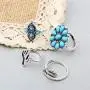 8 Pcs/Set Vintage Oval Opal Rings for Women Bohemian Natural Turquoise Stone Open Leaf Finger Rings for Women¡­