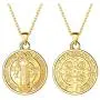 Saint Benedict Medal Necklace 18K Gold or 316L Stainless Steel Christian Sacramental Medal Ward off Evil Protection Jewelry Catholic Gift for Men Women, Customizable