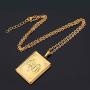 U7 Muslim Allah Necklace, Men Women Platinum / 18K Gold Plated Link Chain Rectangle Photo Locket Pendant, with Free Engraving Service