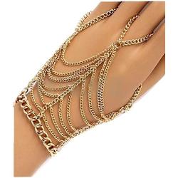 JoJo & Lin Halloween Jewelry Gold Tone Dangling Hand Chain Harness Bracelet With Finger Ring