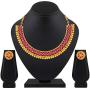 Aheli Ethnic Wedding Party Wear Gold Tone Faux Stone Studded Necklace with Stud Earrings Set Indian Bollywood Fashion Jewelry for Women