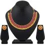 Aheli Ethnic Wedding Party Wear Gold Tone Faux Stone Studded Necklace with Stud Earrings Set Indian Bollywood Fashion Jewelry for Women