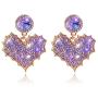 D.Rosse Chic Gold Red Crystal Love Heart Shaped Stud Earrings Charm Shining Purple Rhinestone Leaf Dangle Drop Earrings Valentines Day Jewelry Gifts For Women Girls