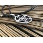 Trilogy Jewelry Pewter Witch Broom Pentagram Pendant on Leather w/ 5 Swarovski Crystals for Birthday