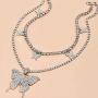 Butterfly Choker Necklace Tennis Chain Butterfly Bling Iced Cubic Zirconia CZ Butterfly Necklace Silver Girls Women