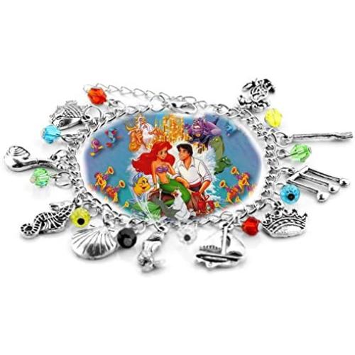 Disneys The Little Mermaid Silvertone Metal Charm Bracelet